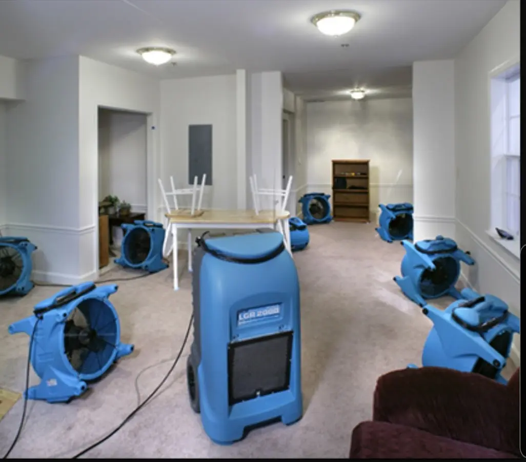 Air movers and dehumidifier setup for Water Extraction & Removal in St. Andrews